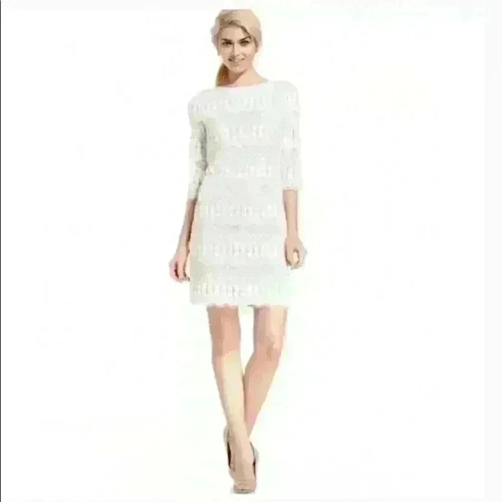 Jessica Howard Ivory Lace Overlay Sheath Dress NWOT 8P